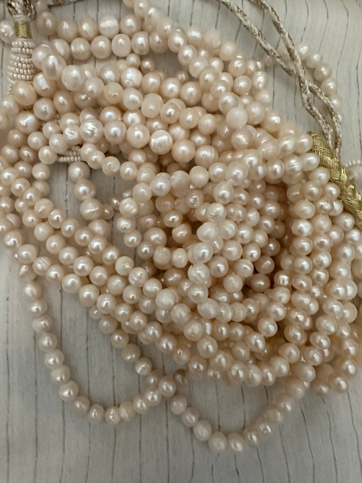 Bhav 8 peach pearl strand necklace