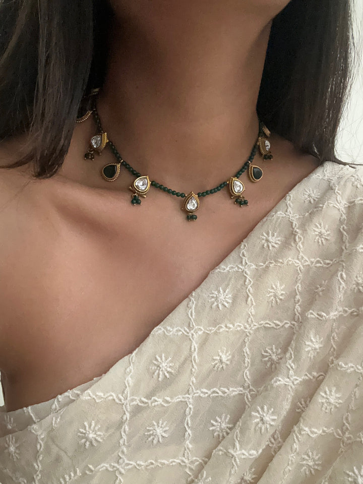 Green drop necklace set