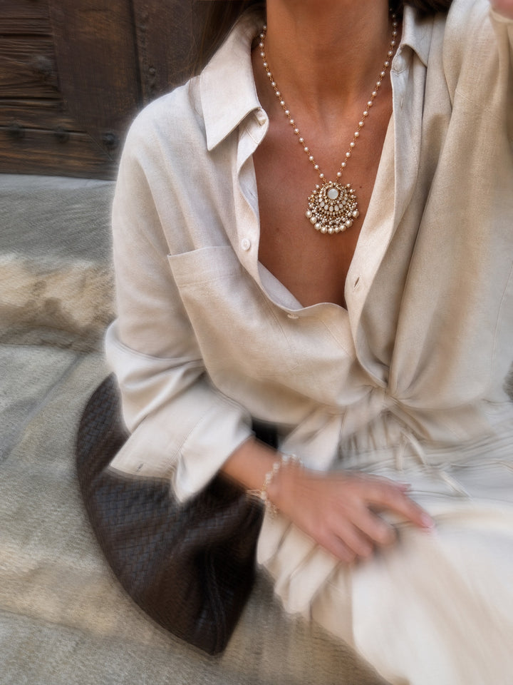 Mop amber necklace
