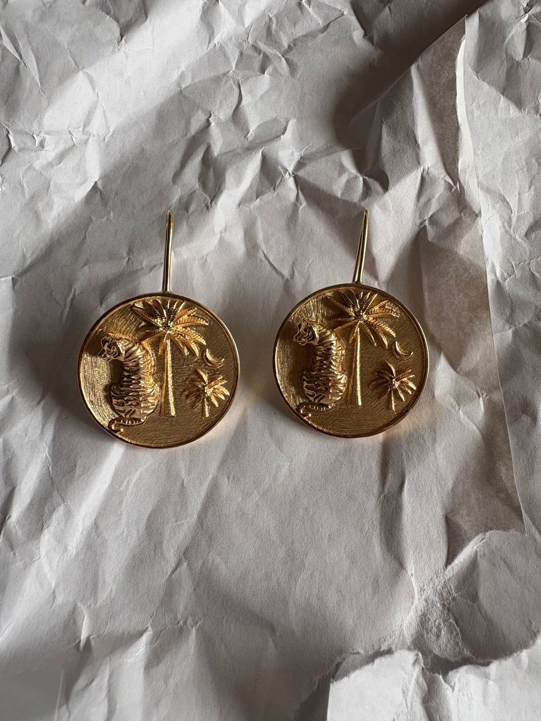Majestic tiger coin earrings