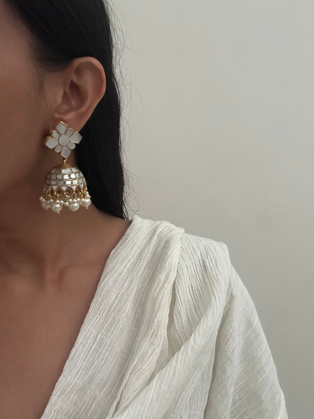 Milky Jhumka Earrings