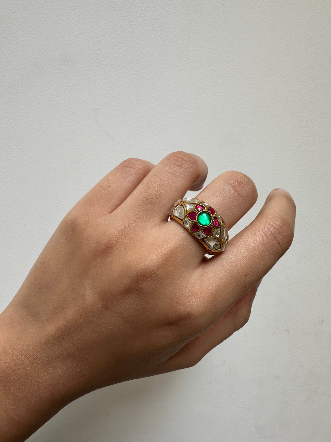 Jadau pushteni band ring