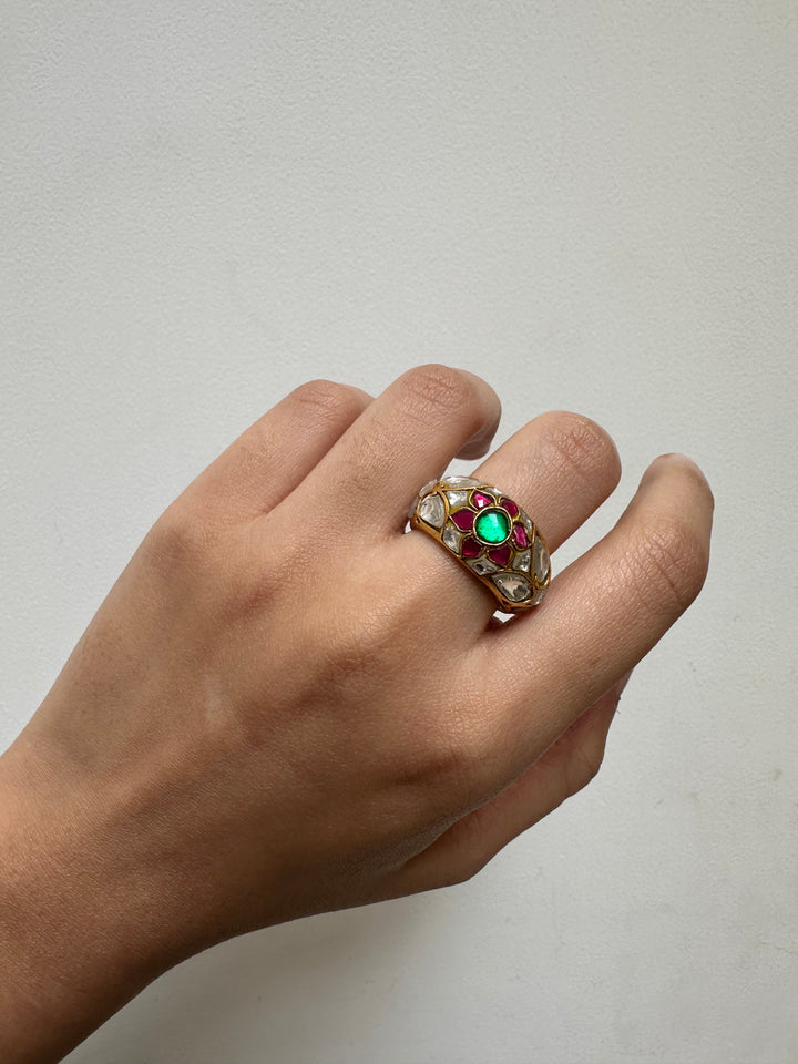 Jadau pushteni band ring