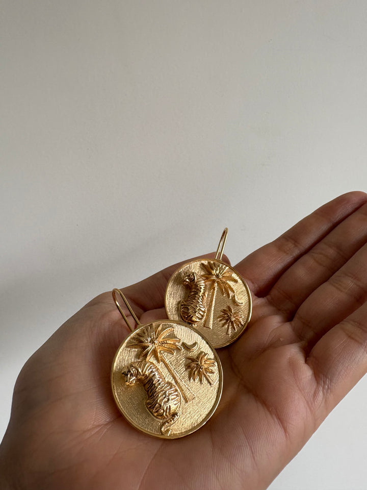 Majestic tiger coin earrings