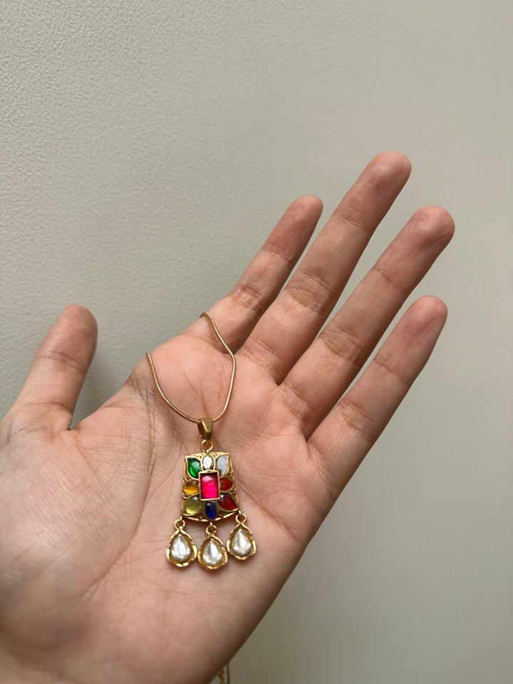 Navratan charm necklace
