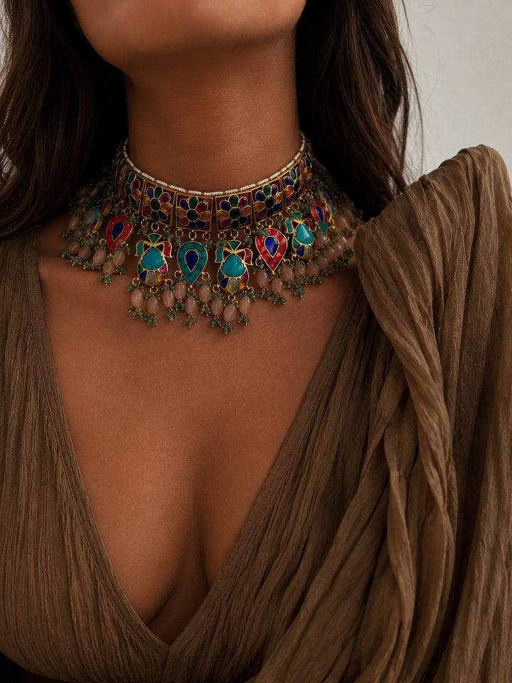Multicolor bridal necklace