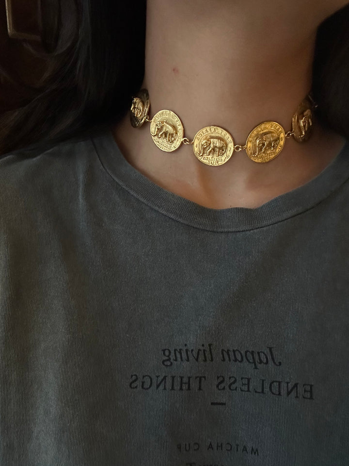 Ele coin choker necklace