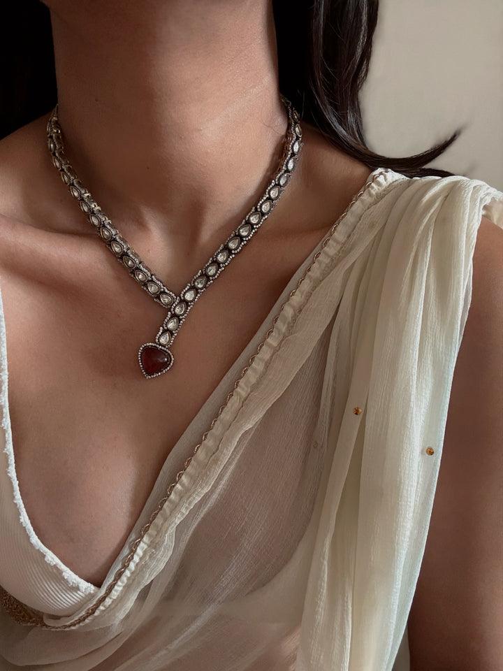 Heart jadau necklace