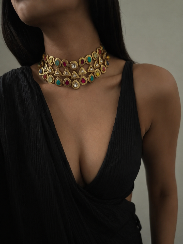 Multi color bold necklace set
