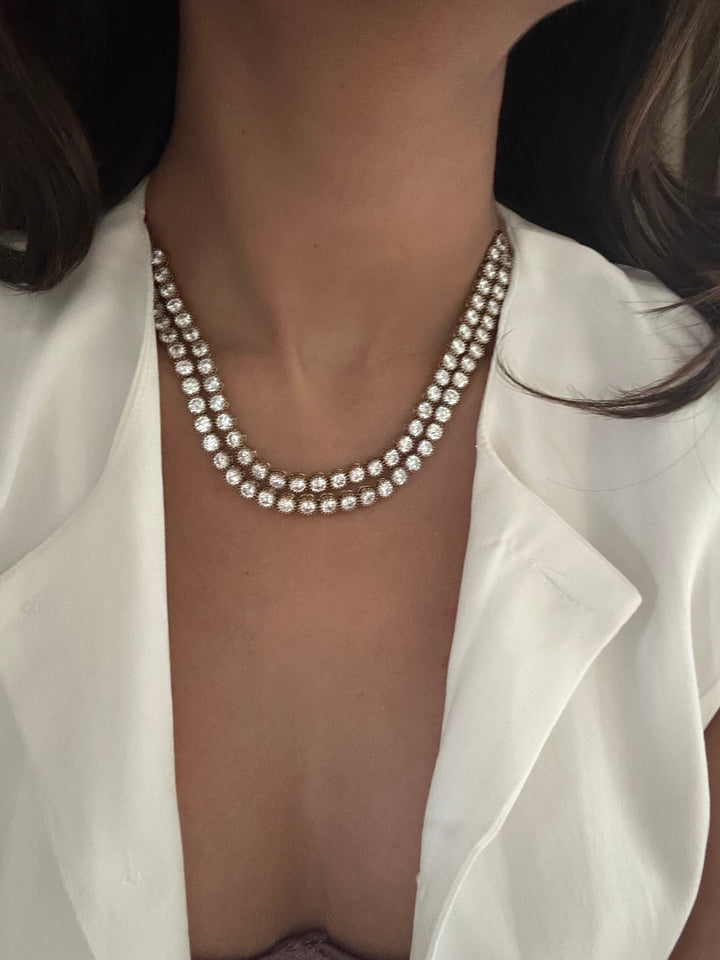 Diamonde double string necklace set