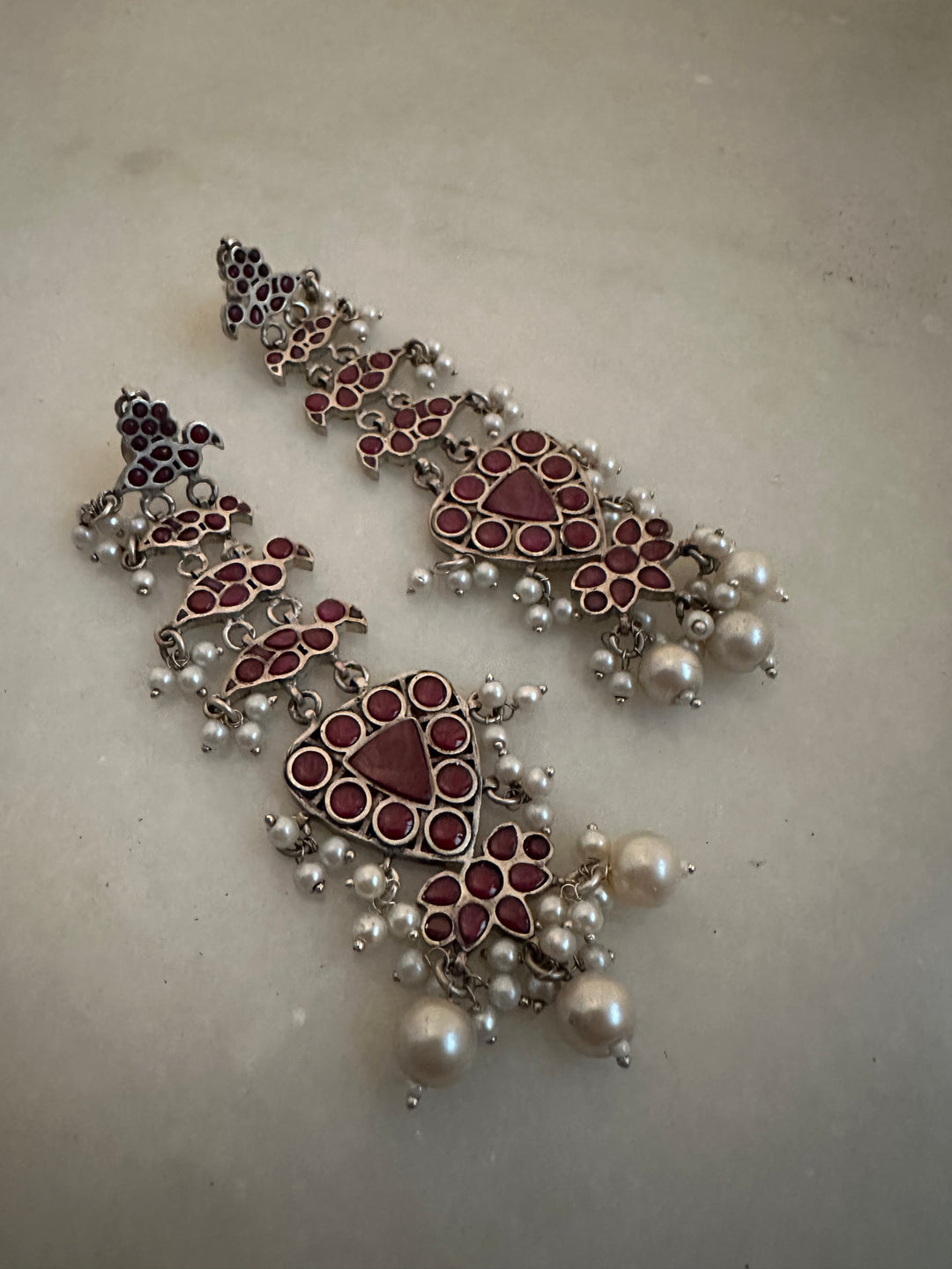 Silver chidiya earrings
