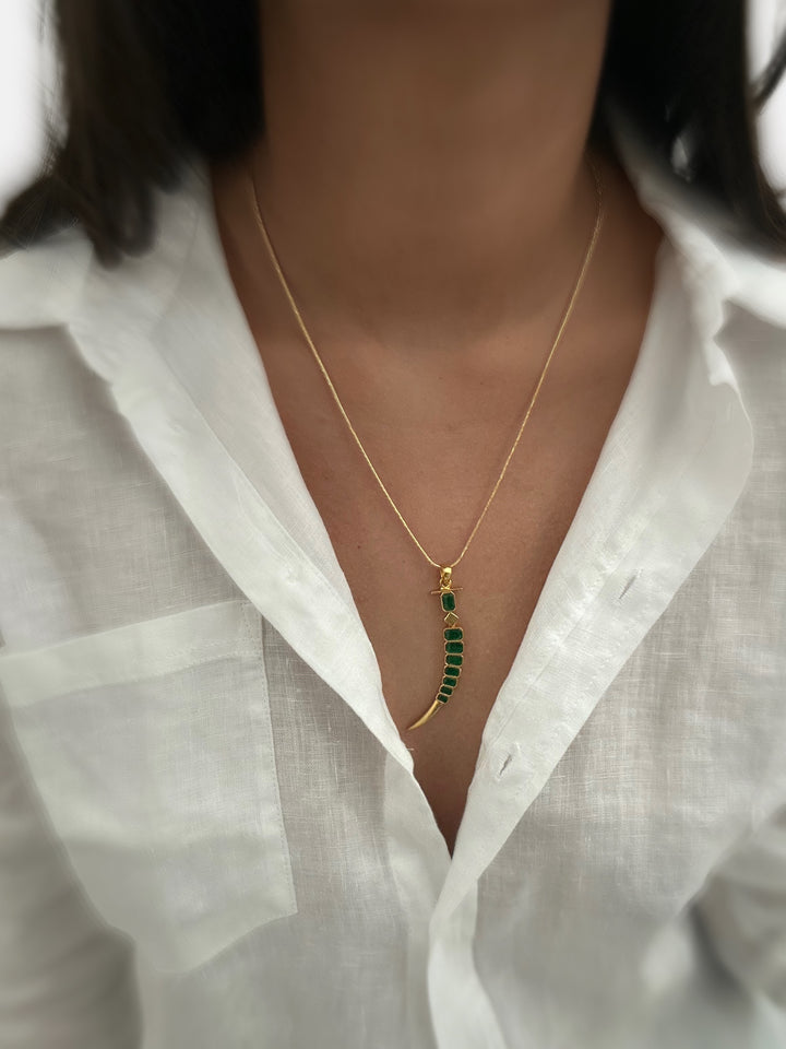 Crescent green necklace