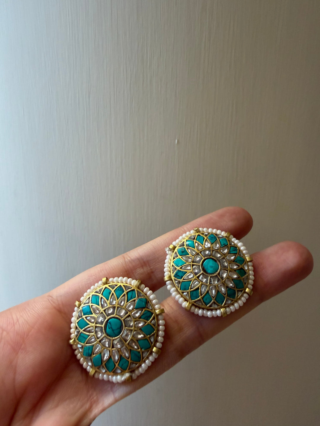 Chakra jadau stud earrings
