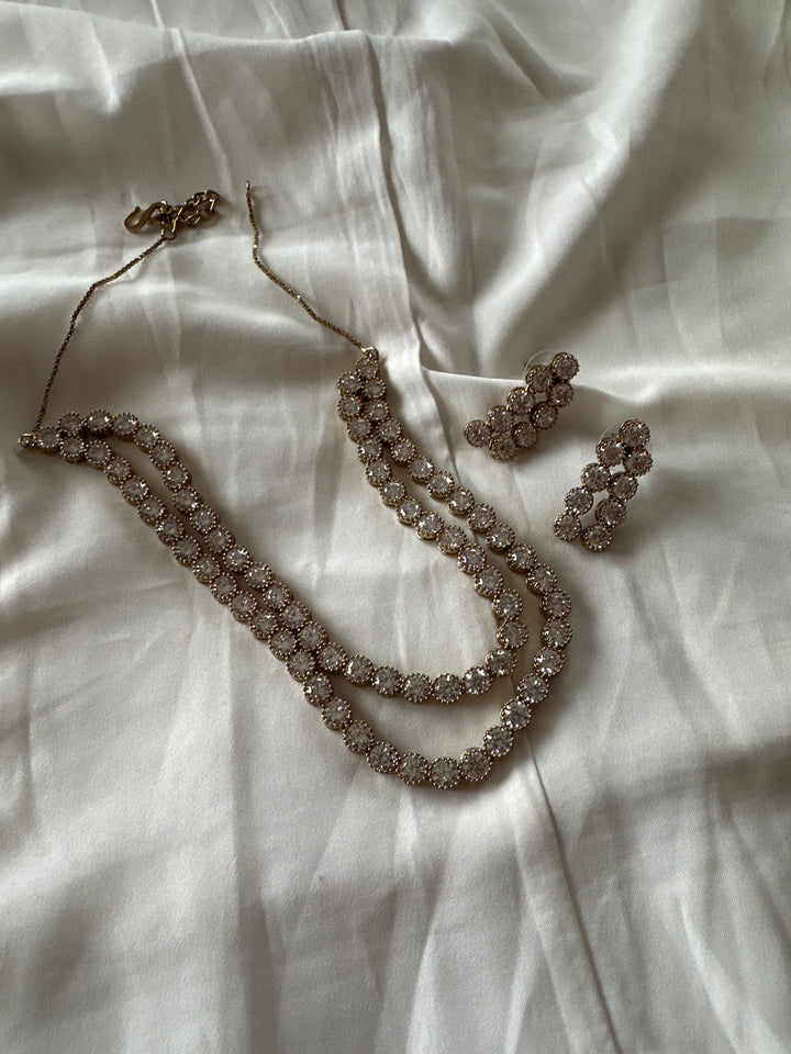 Diamonde double string necklace set