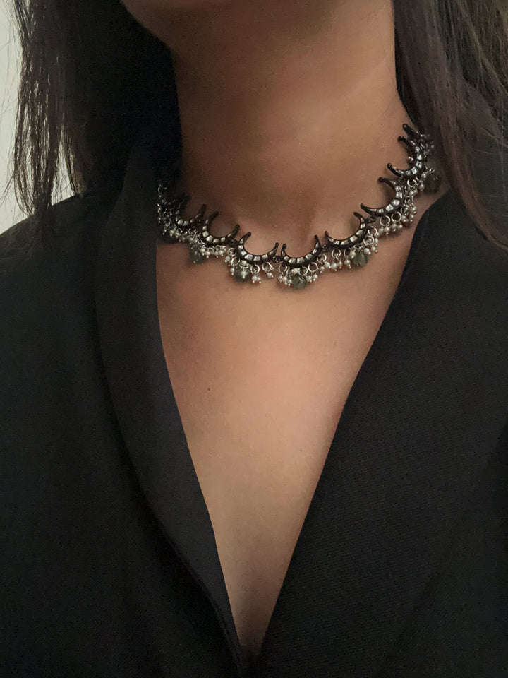 Charcoal chand necklace