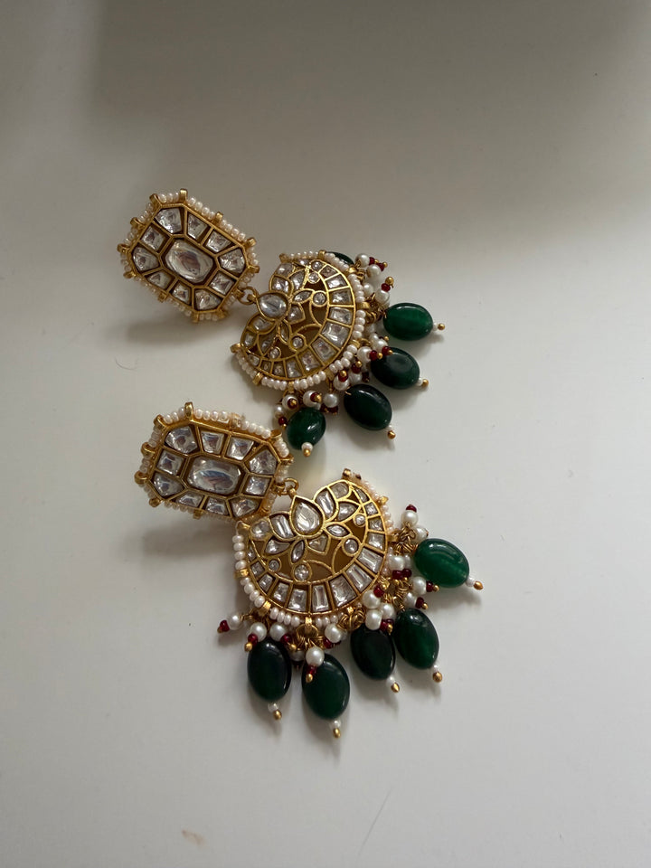 Lotus green bridal earrings