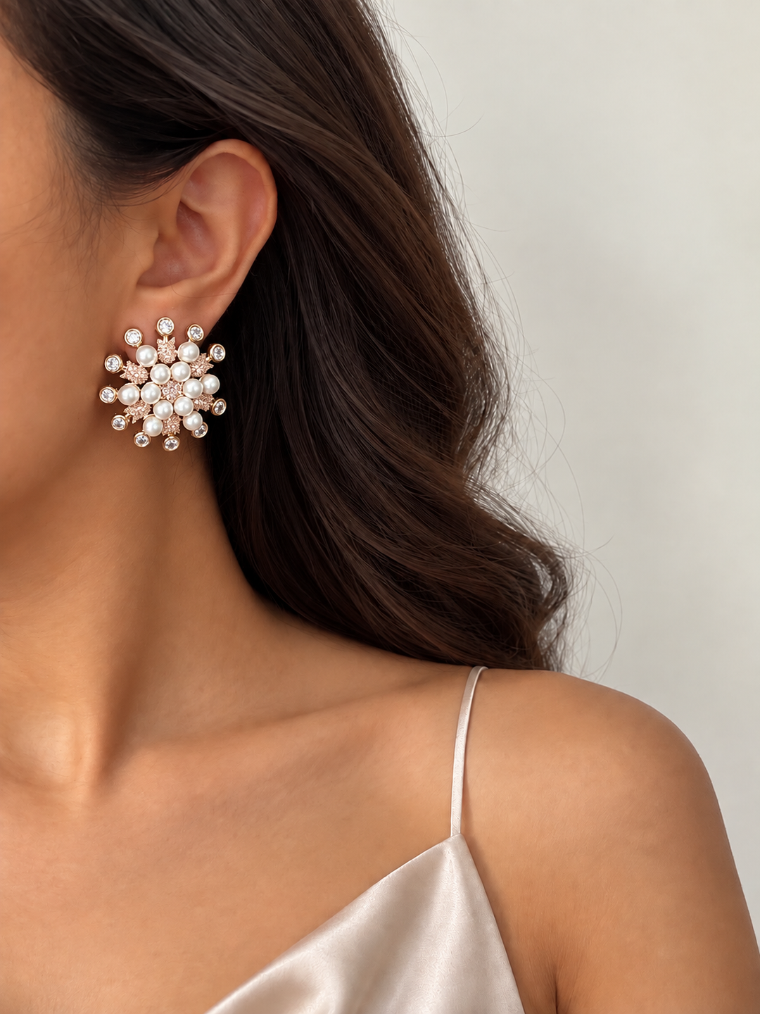 Pearl coral stud earrings