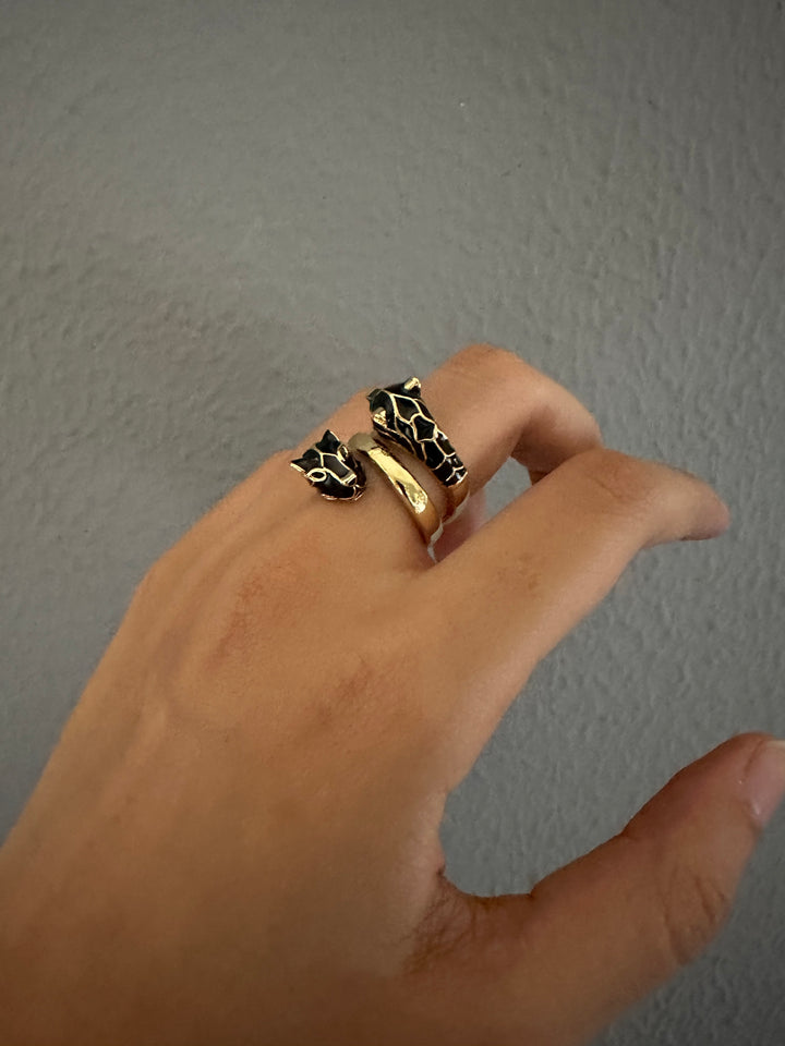 Double Black Leopard Ring