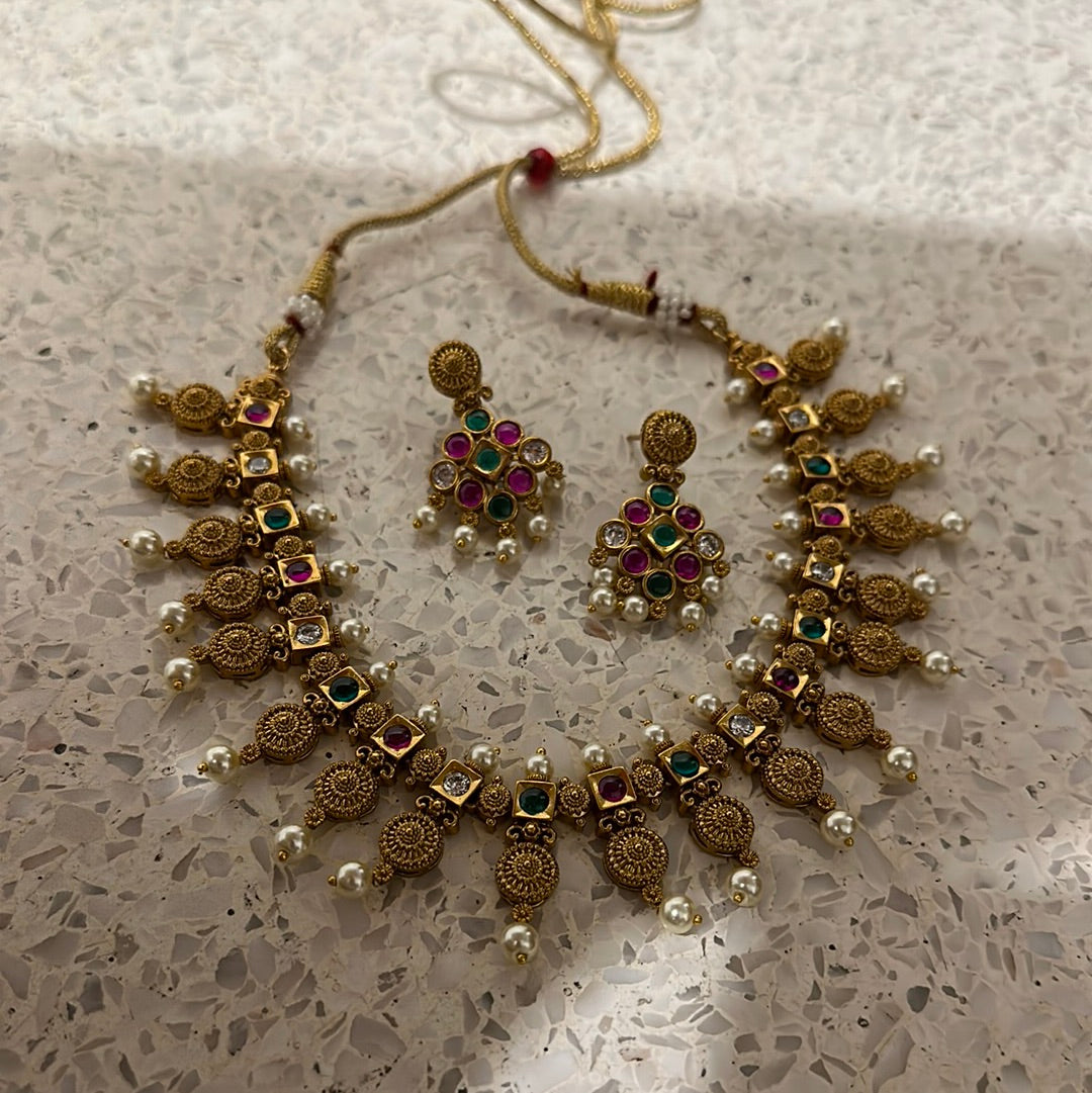 Navratan Temple Necklace