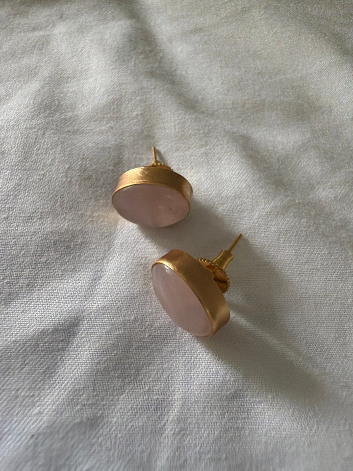 Rose quartz stud earrings
