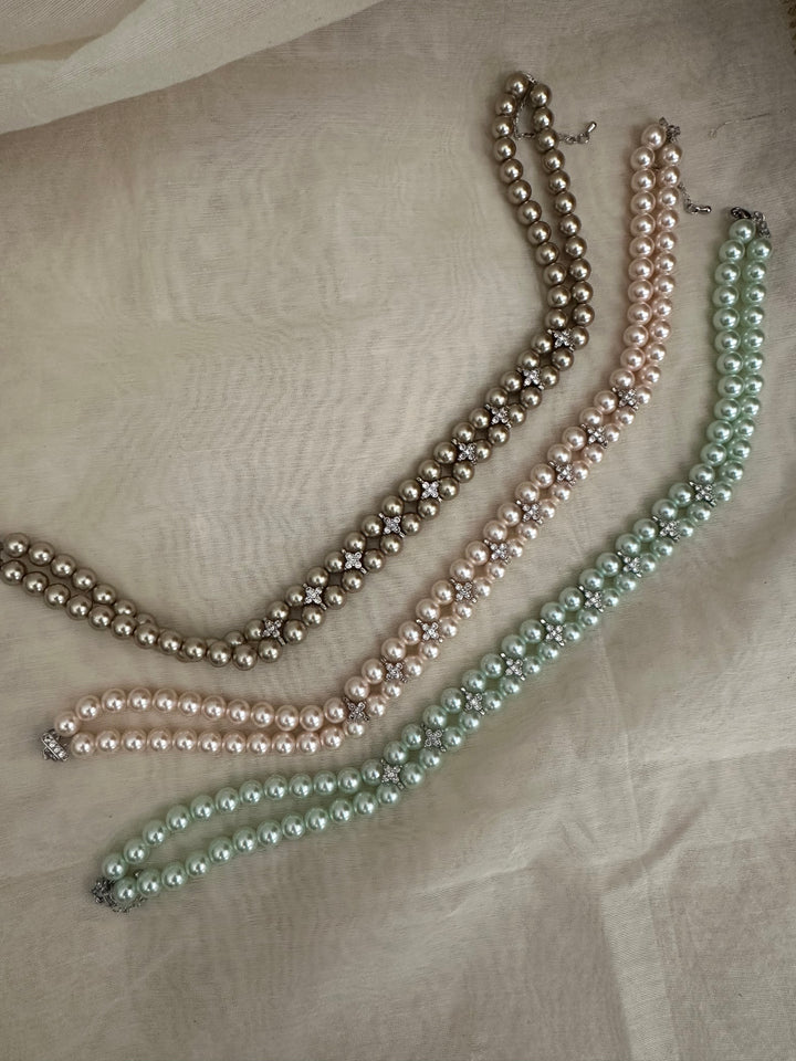 Pearl diamond choker necklace