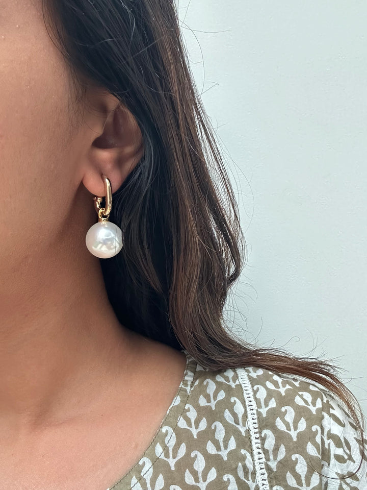 Pearl ball alina hoop earrings