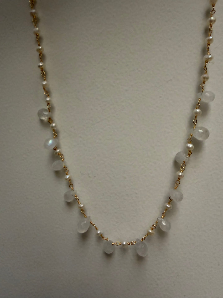 Sunset Aqua moon necklace