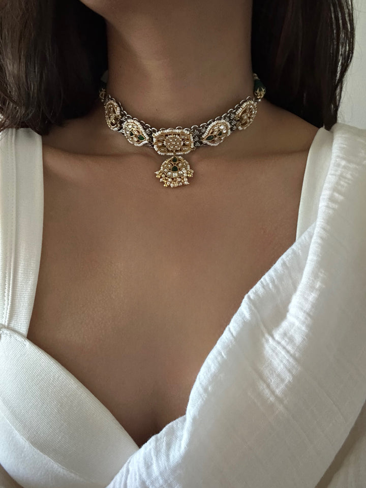Tanjore amara green necklace