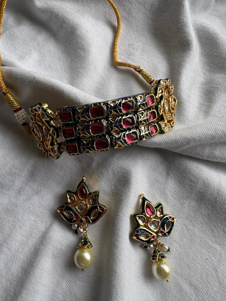 Lamaal 3 line Choker Necklace Set