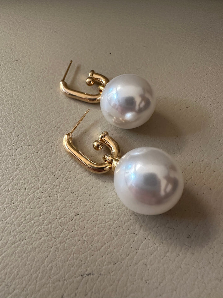 Pearl ball alina hoop earrings