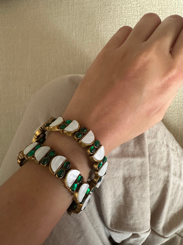 MOP green pair of bangle bracelet