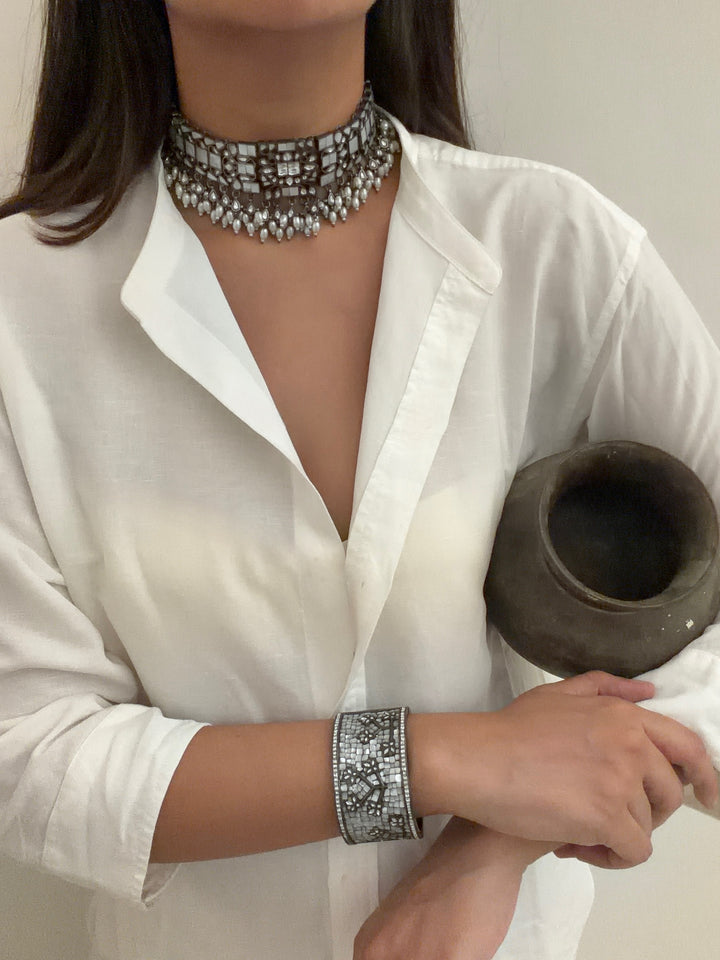 Charcoal mop necklace