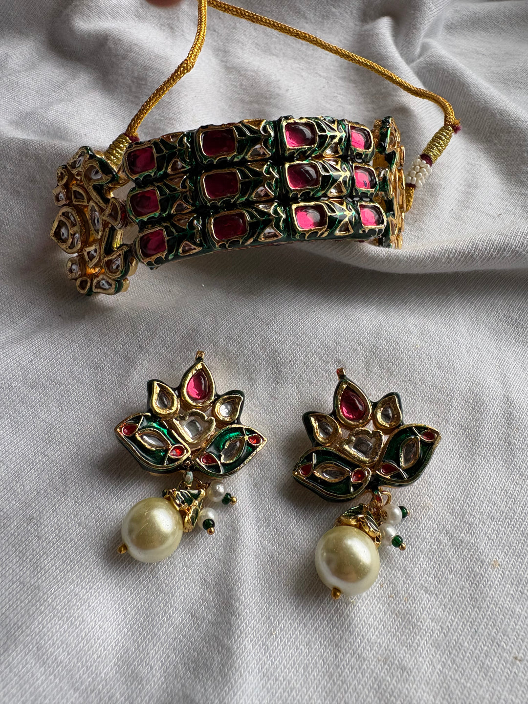 Lamaal 3 line Choker Necklace Set