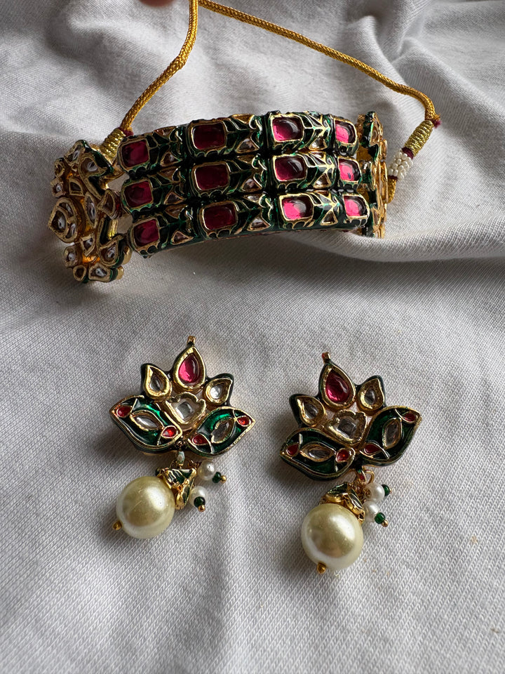 Lamaal 3 line Choker Necklace Set