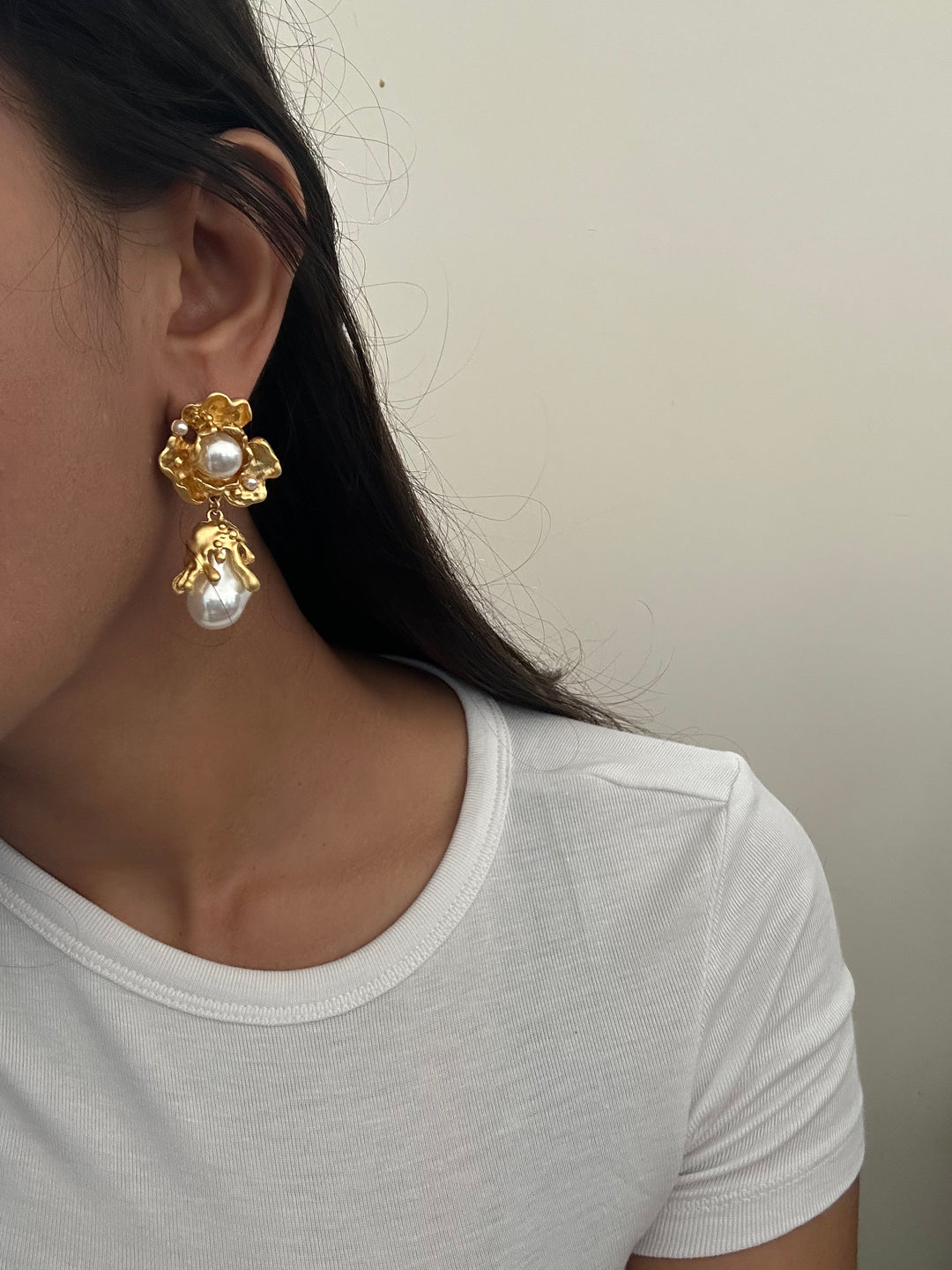 Coral Floral Earrings