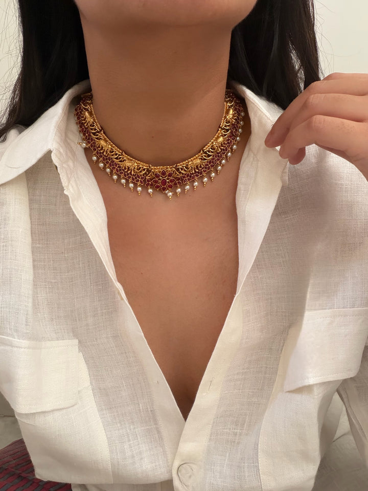 Devi drop elephant necklace set
