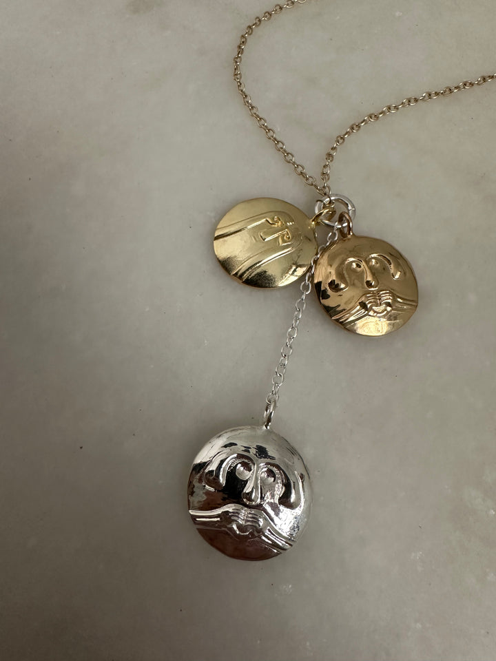 Moody coin charm necklace