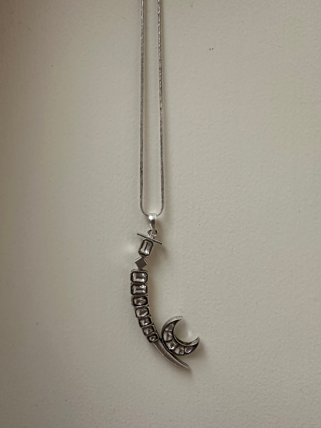 Crescent sword silver necklace
