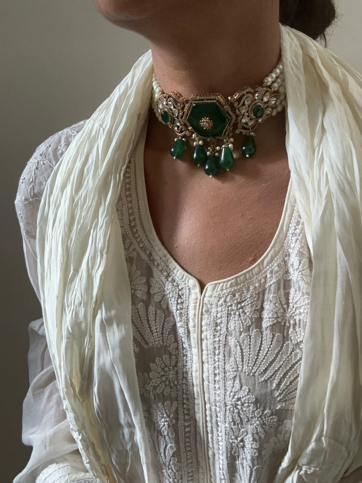 Bhav 5 green necklace set