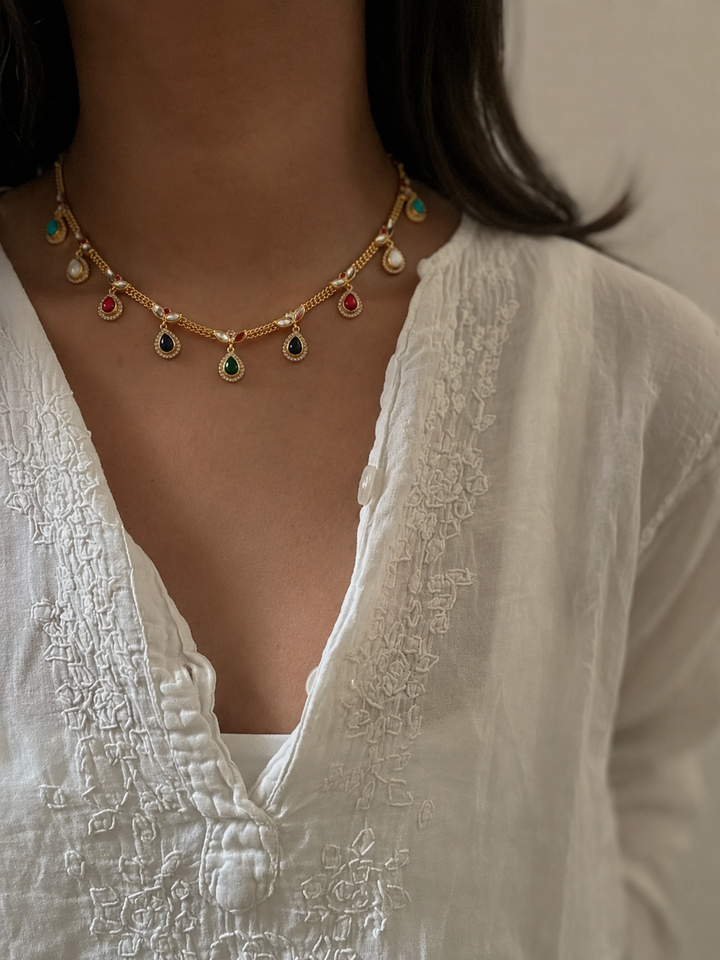 Madhu navratan necklace set