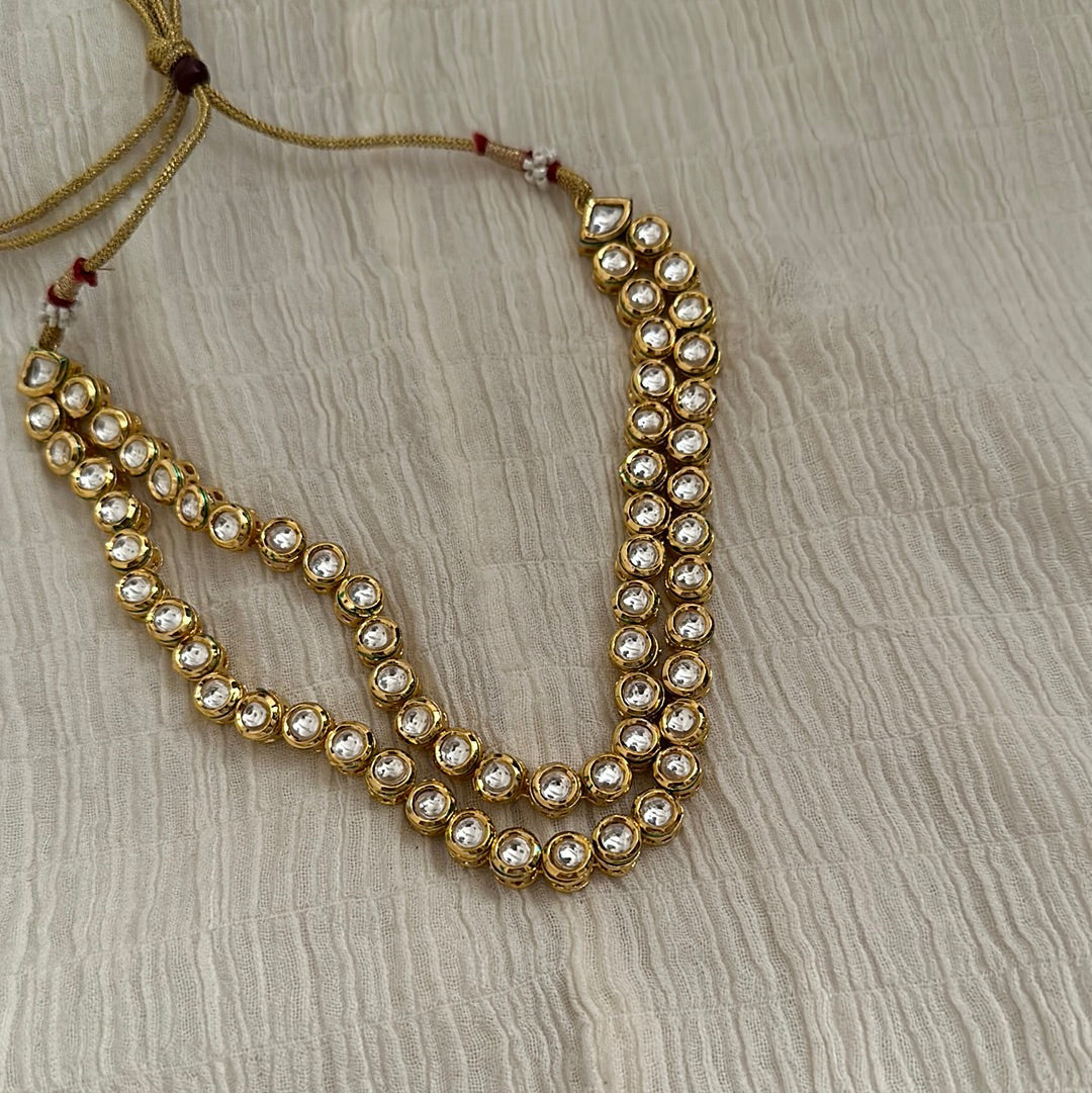 Double Polki Strand Necklace - Main Image