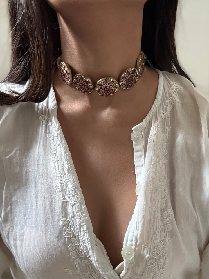 Anar lotus choker necklace set