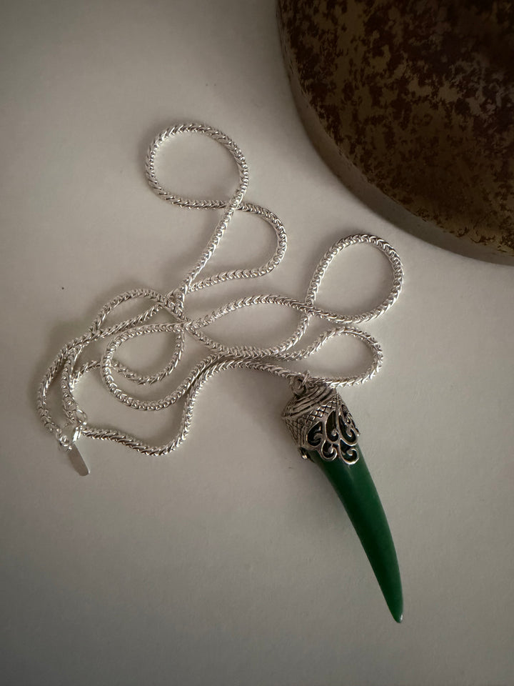 Green stone sword necklace