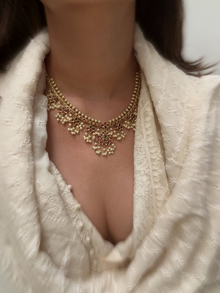 Rudrakshi Gulabi necklace set