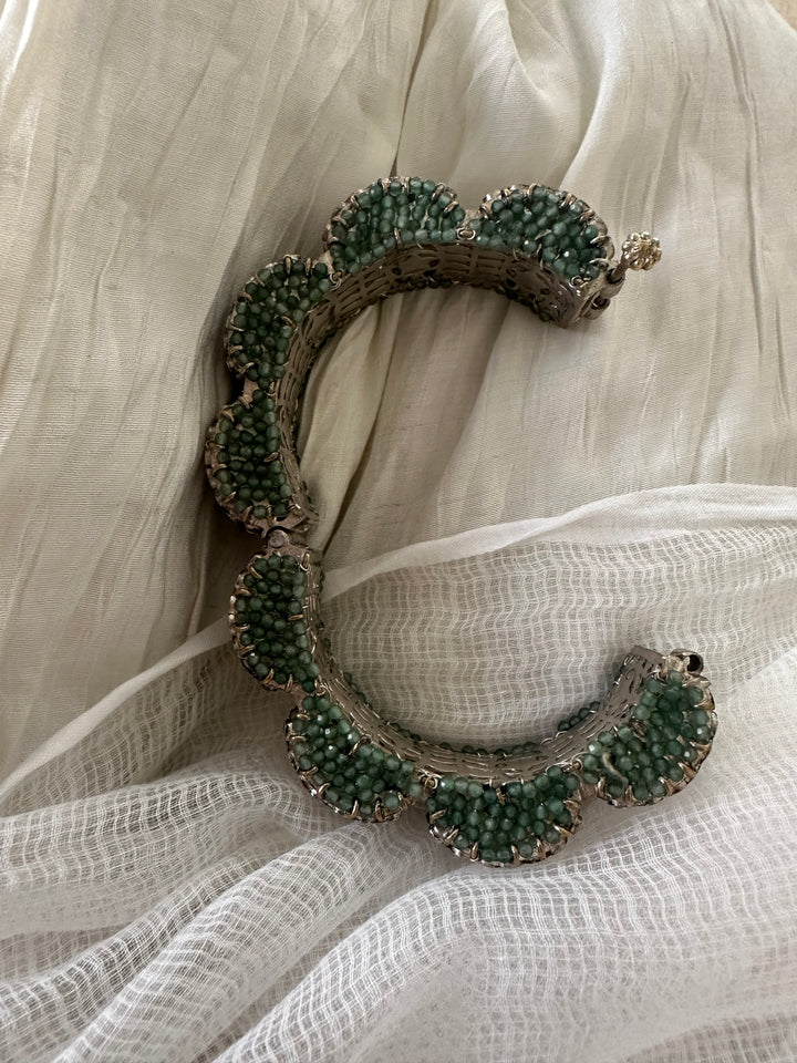 Silver pastel green bangle bracelet