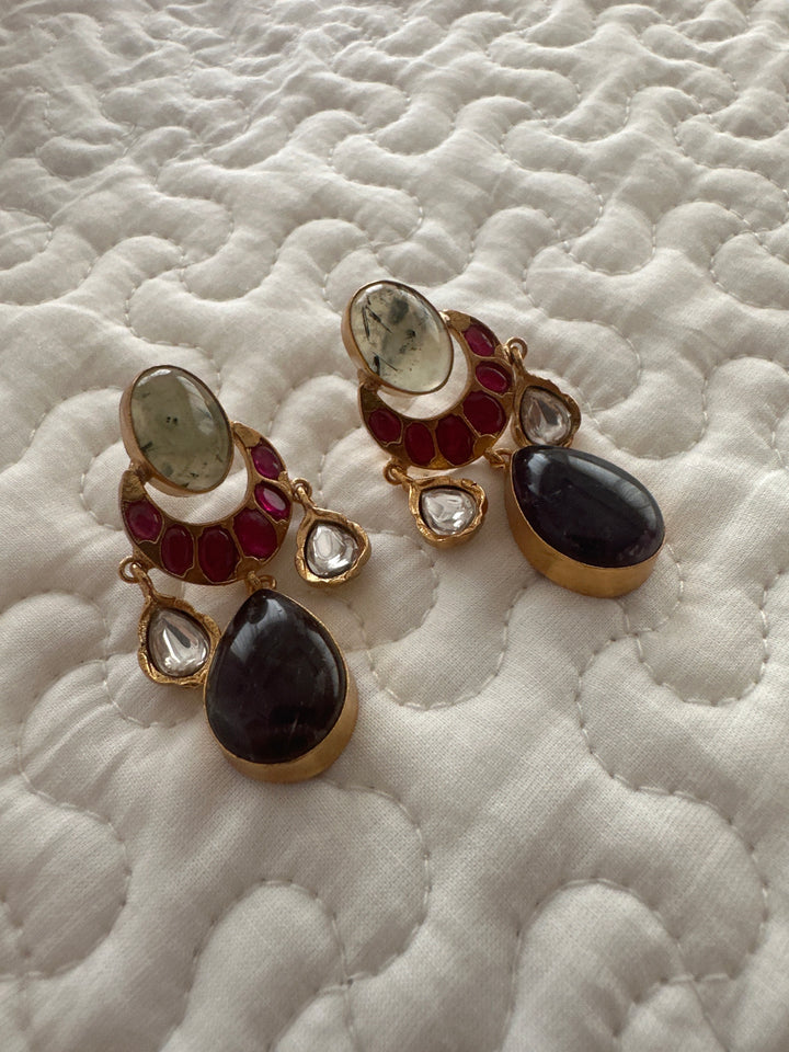 Prehnite chand earrings