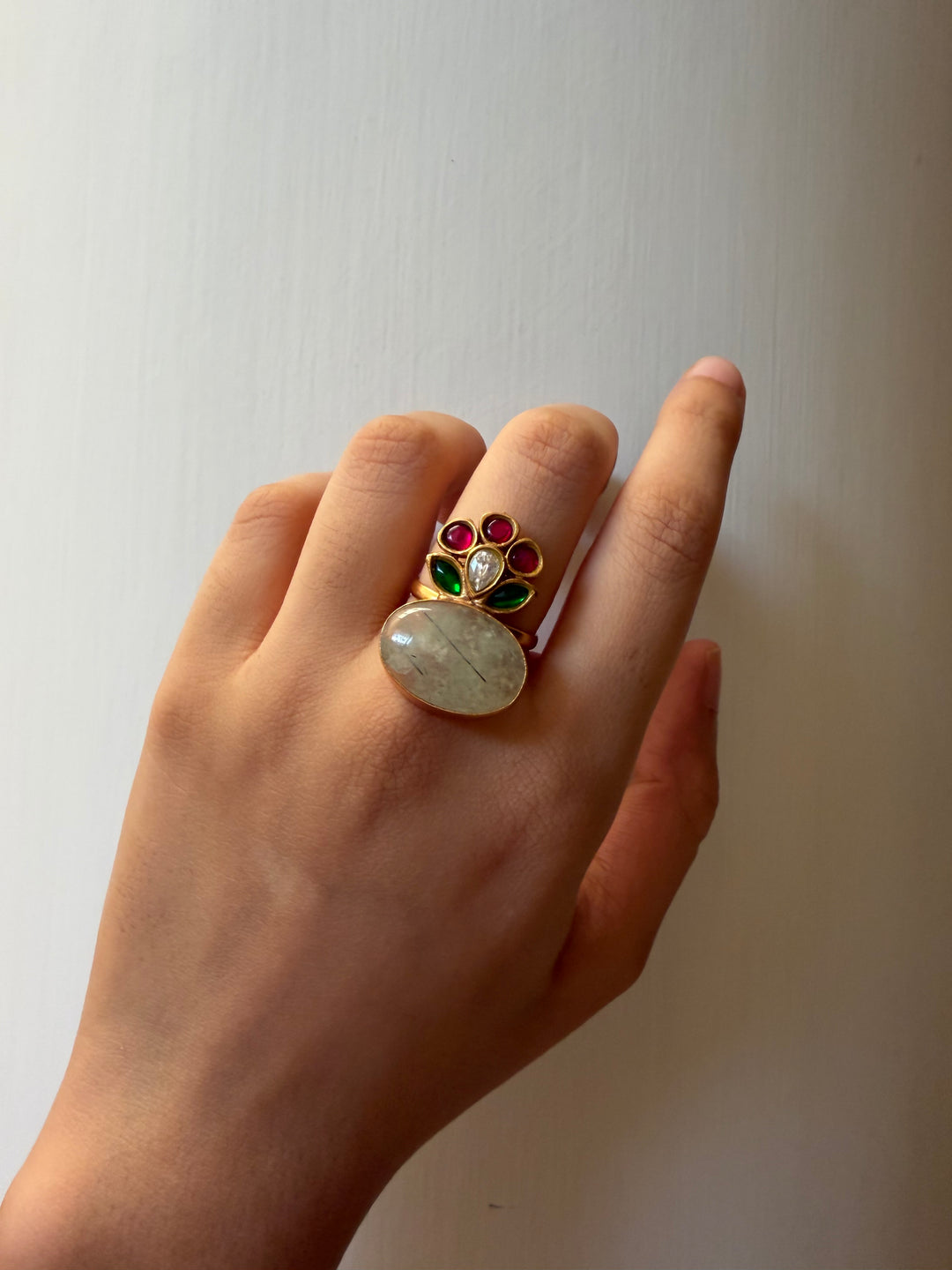 Flower jade ring