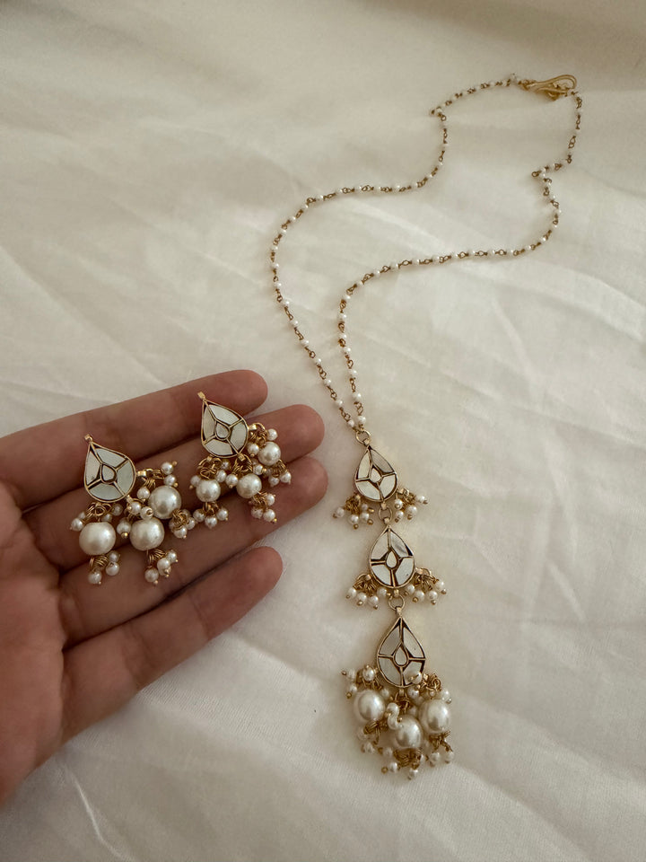 Moon crust long strand necklace set