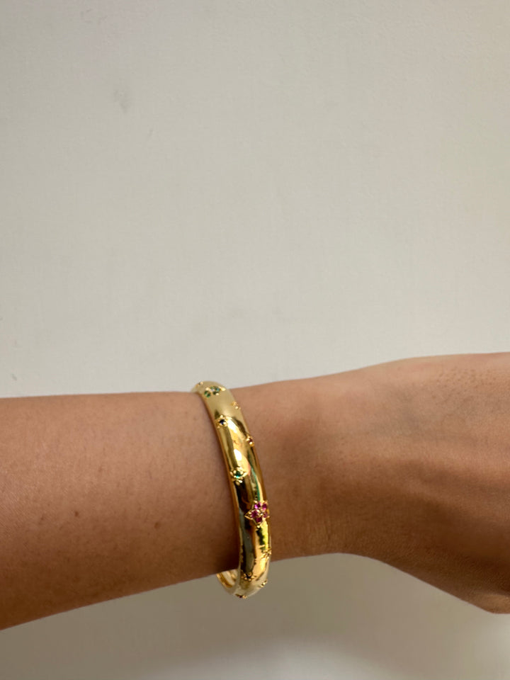 Flower gem bangle