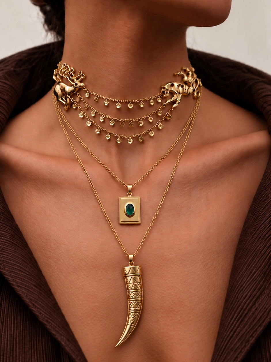 Deer tiger necklace
